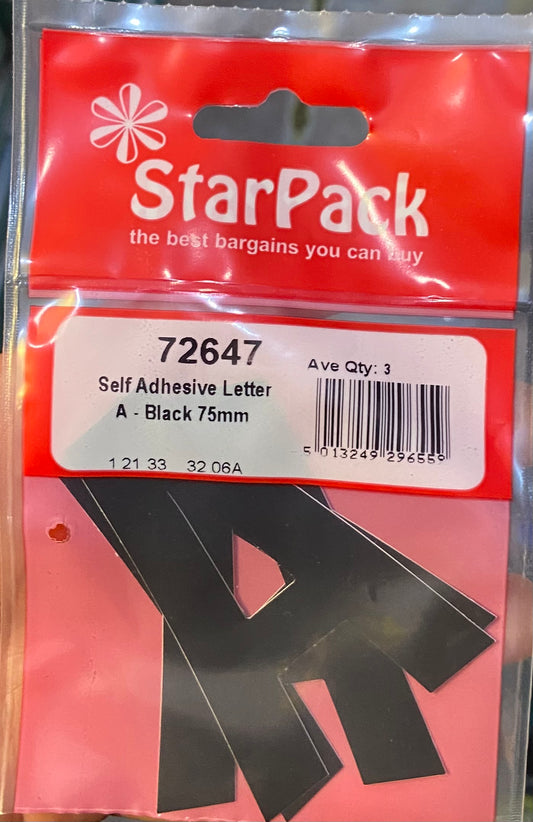 STARPACK Lettre autocollante A-Noir 75 mm