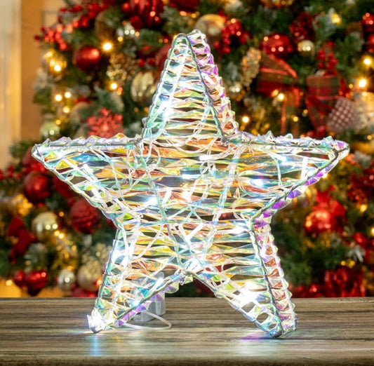 Lumière décorative étoile 3D irisée avec cadre métallique