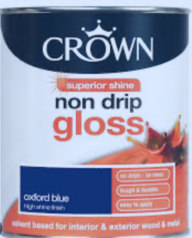 Crown Non Drip Gloss Paint Oxford Blue 750ml