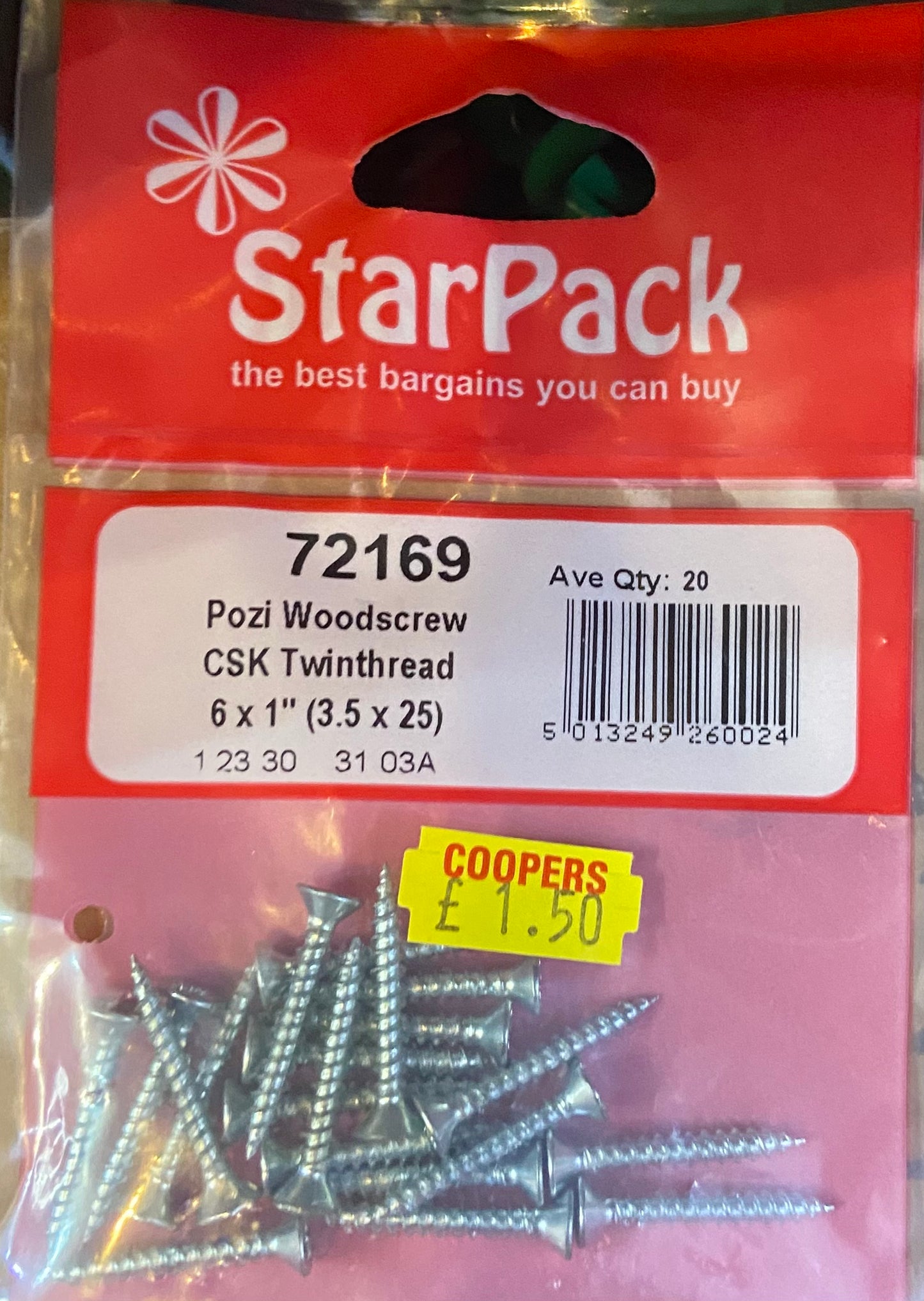 STARPACK WOODSCREW TWINTHREAD 3.5X25