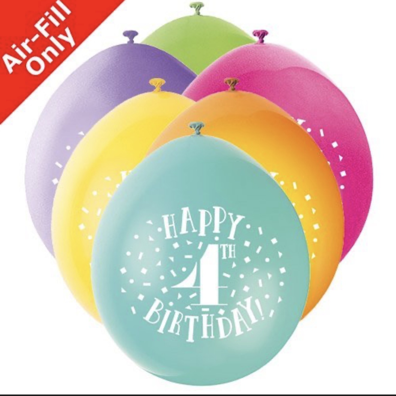 9in UNIQUE HAPPY 4 BIRTHDAY LATEX BALLOONS 10