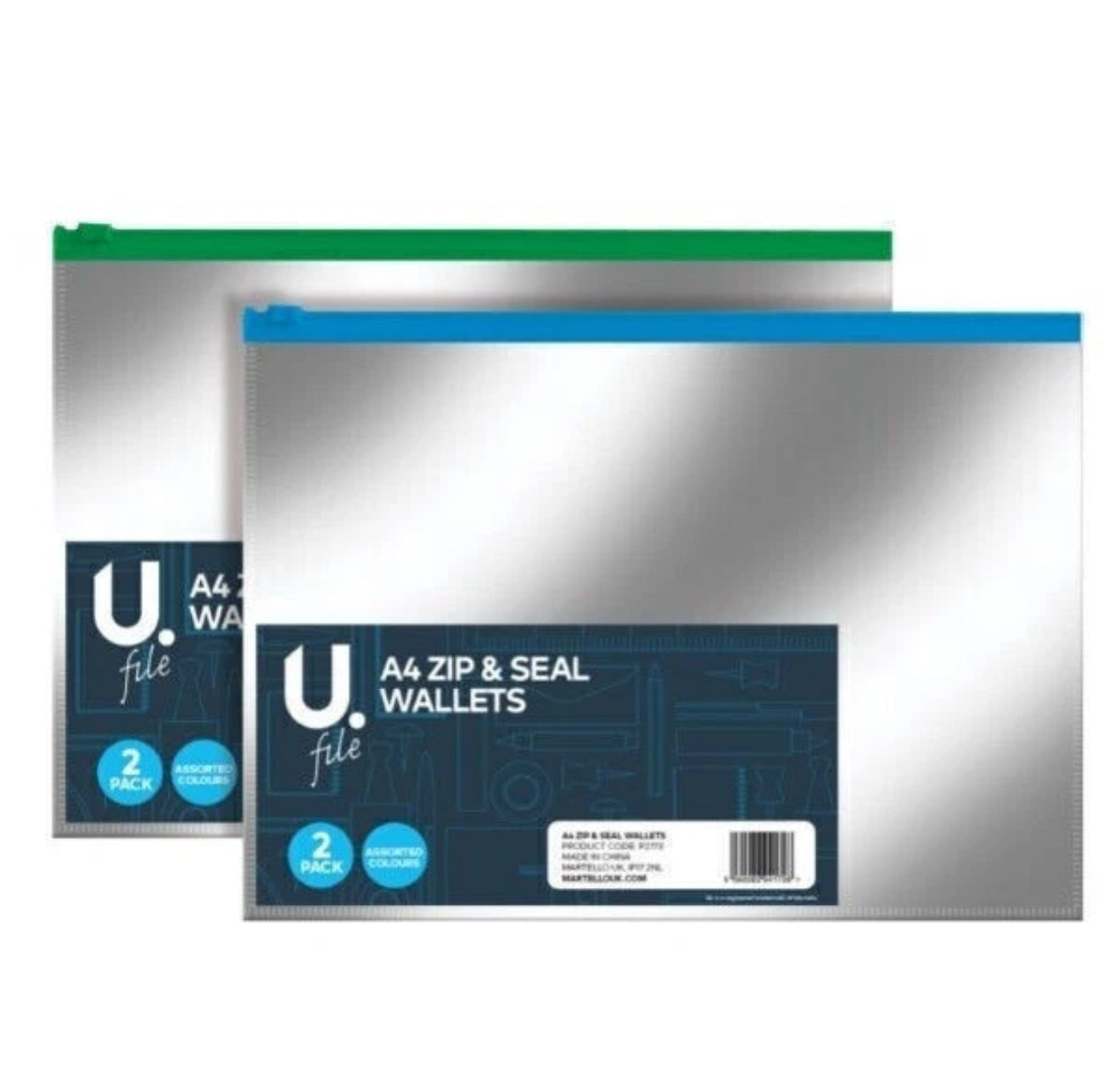 CHEMISES PORTE-DOCUMENTS A4 ZIP ET FERMETURE 2 u.