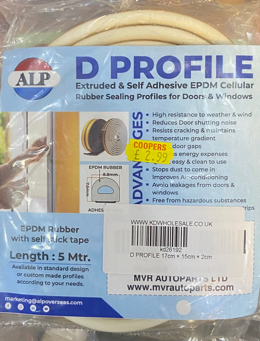 JOINT D EN CAOUTCHOUC EPDM AUTO-ADHÉSIF 5m