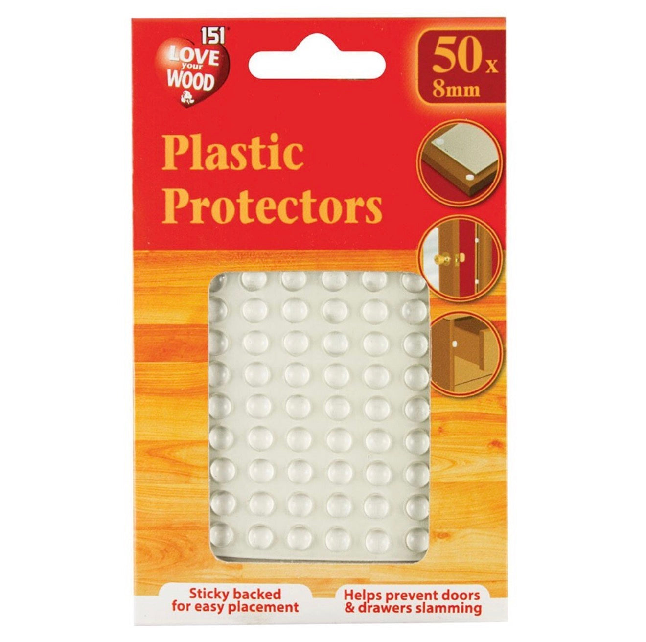 151 PROTECTEURS EN PLASTIQUE LOVE YOUR WOOD 50x8mm