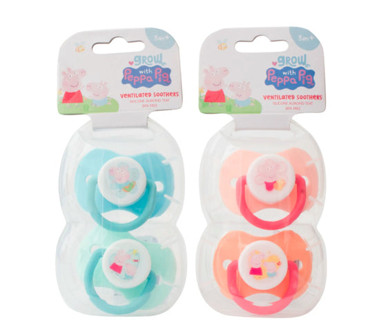 PEPPA PIG SOOTHERS ASSORTED COLOURS 2PK
