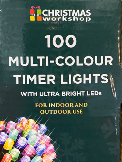 The Christmas Workshop 70340 Guirlande lumineuse multicolore à piles, 100 LED