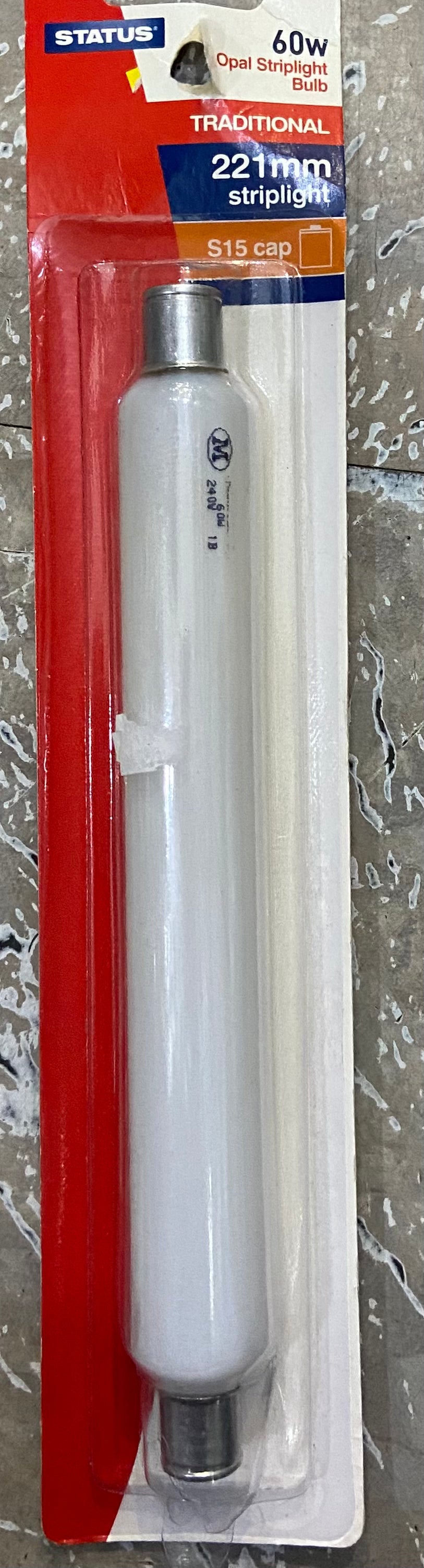 AMPOULE HALOGÈNE OPALE TRADITIONNELLE STATUS 60w, 221mm, CULOT S15