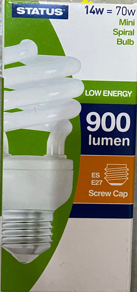 AMPOULE SPIRALE MINI 14W ÉQUIV. 70W CULOT À VIS ES/E27