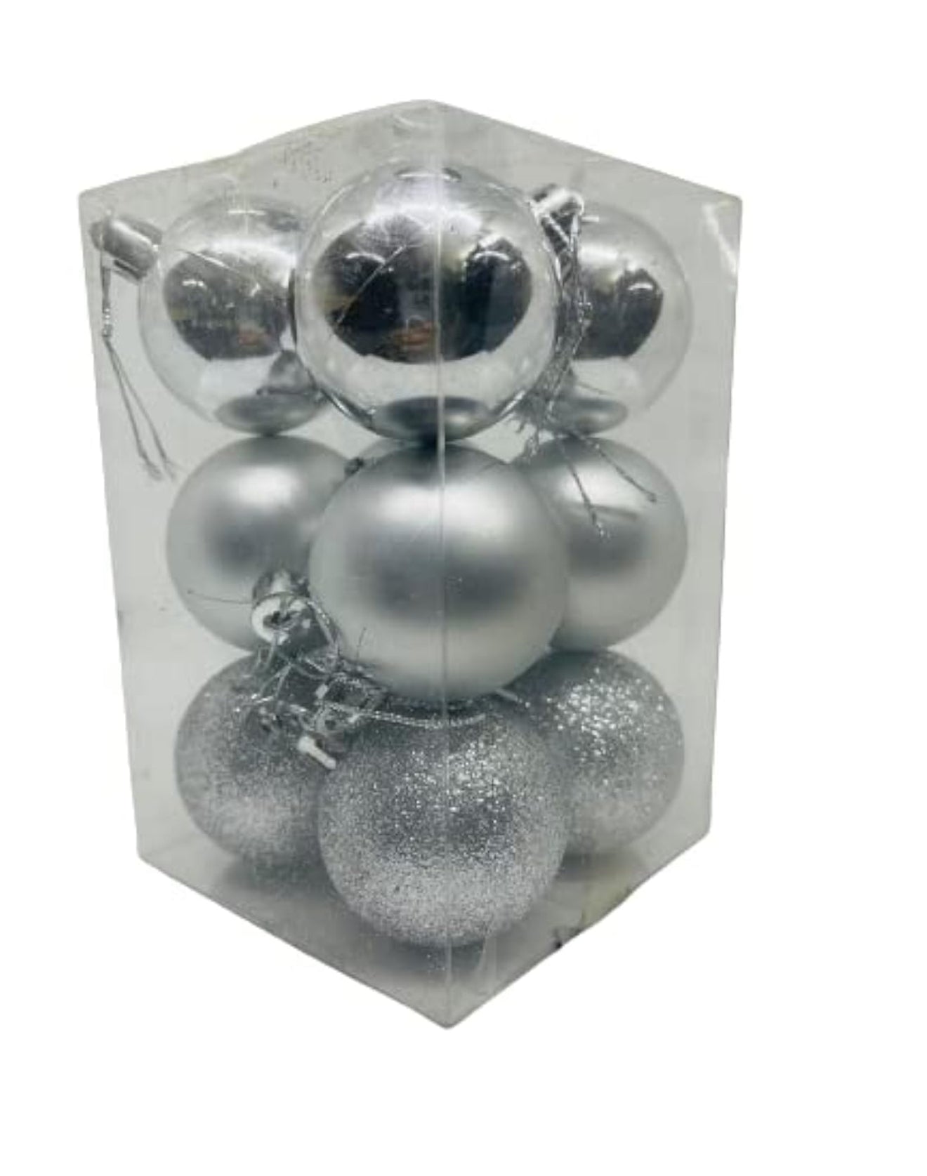 30mm/12Pcs Christmas Baubles Shatterproof Silver,Tree Decorations