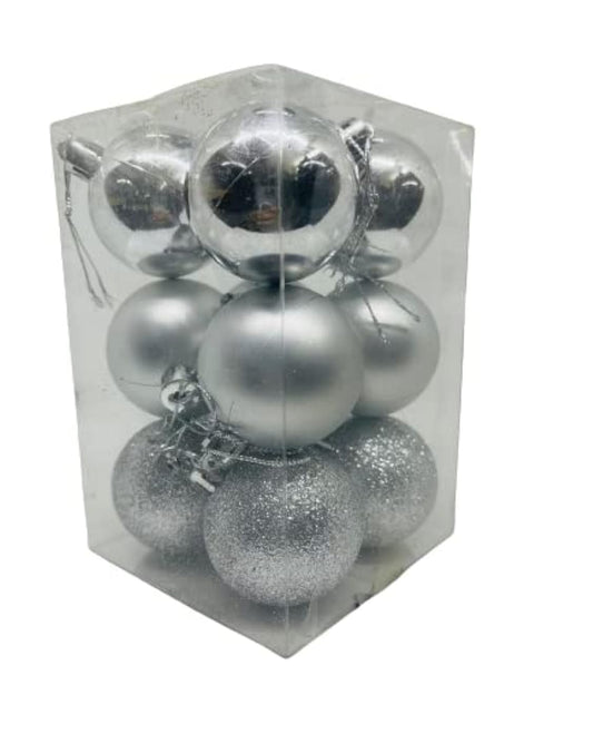 Boules de Noël incassables argentées de 30 mm/12 pièces, décorations pour sapin
