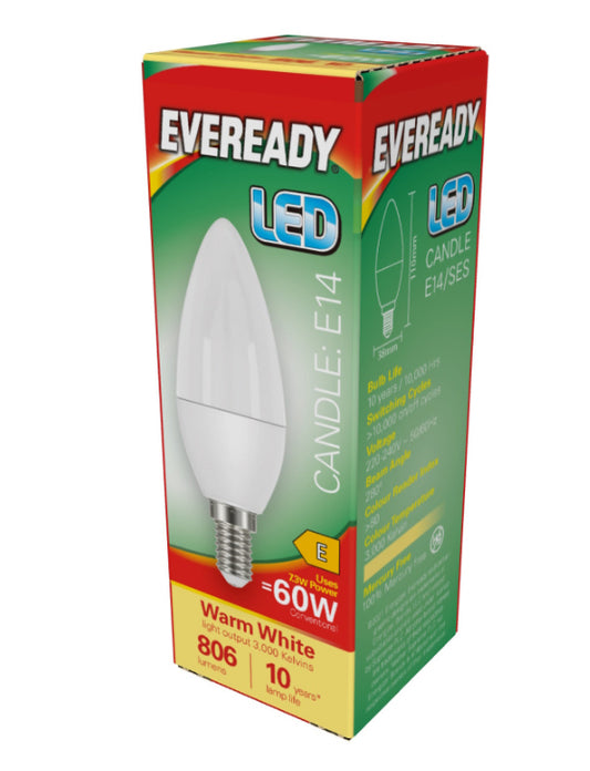 AMPOULE BOUGIE EVEREADY LED E14 7.3W=60W BLANC CHAUD 806LM