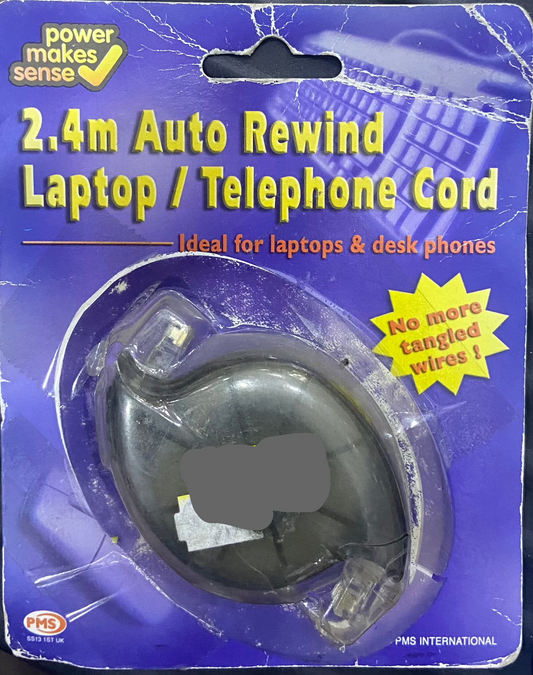 2.4m AUTO REWIND LAPTOP/TELEPHONE CORD