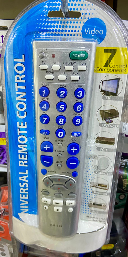 Télécommande universelle pour TV, DVD/CD, magnétoscope, récepteur, AUX, RM-700, blanc-bleu