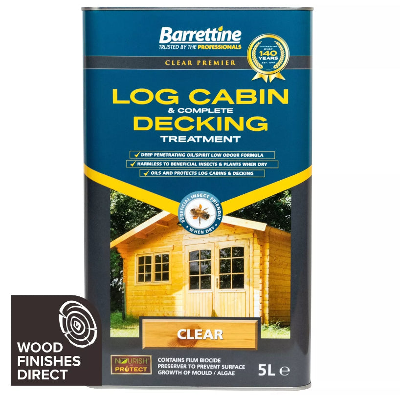 BARRETTINE LOG CABIN & COMPETE DECKING TREATMENT CLEAR 5L