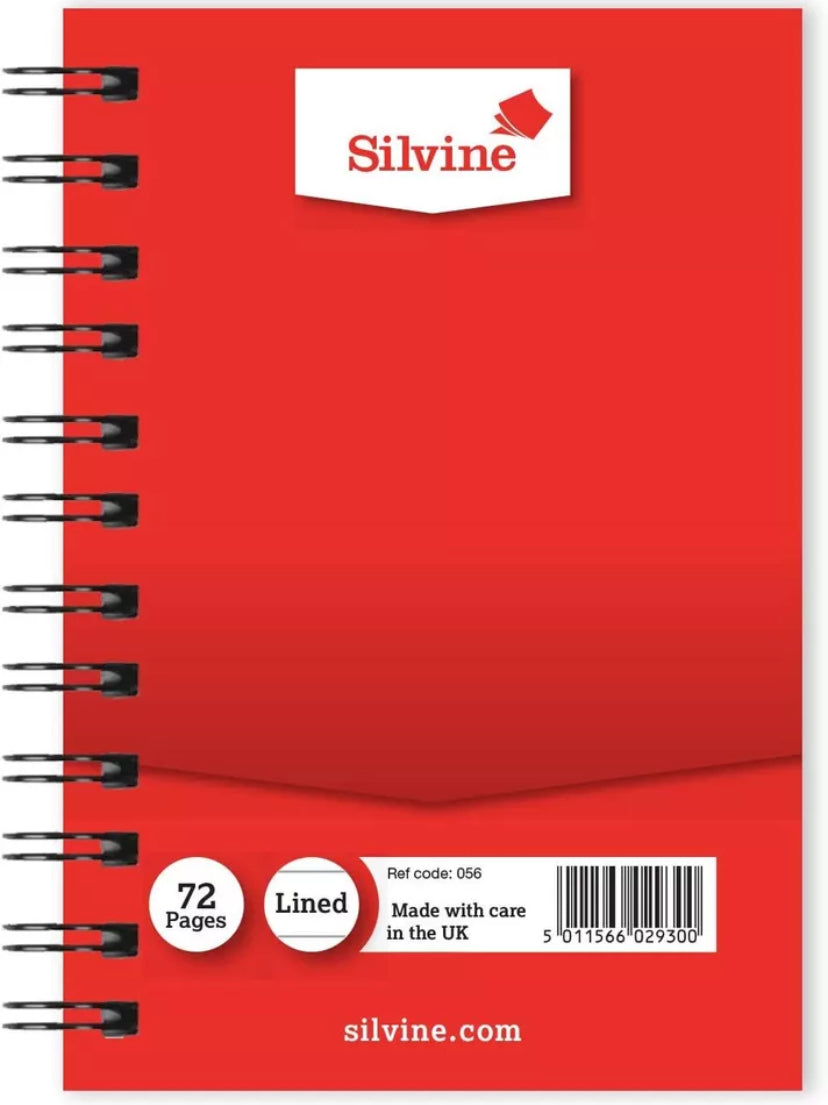 SILVINE WIRE BOUND NOTEBOOK 72 paged 126x86mm