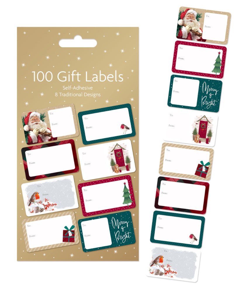 CHRISTMAS 100 GIFT LABELS SELF ADHESIVE