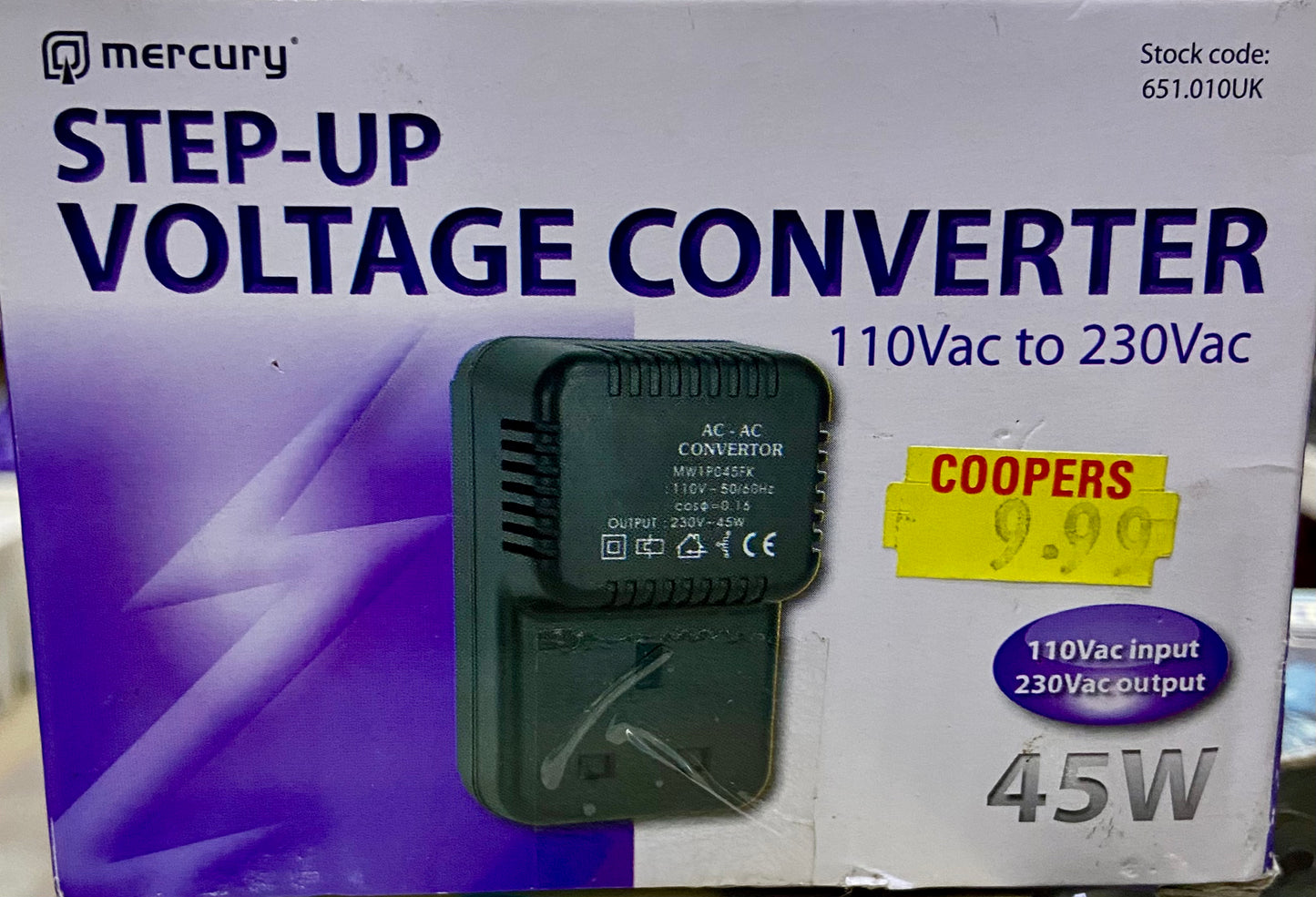 CONVERTISSEUR DE TENSION ÉLÉVATEUR MERCURY 110 VCA vers 230 VCA