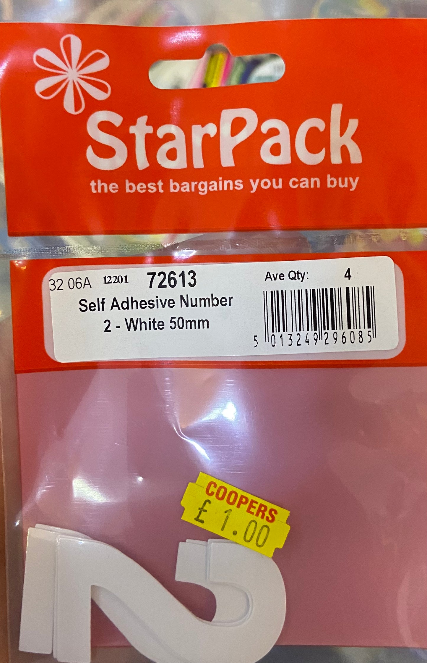 STARPACK SELF ADHESIVE NUMBER 2 WHITE 50mm