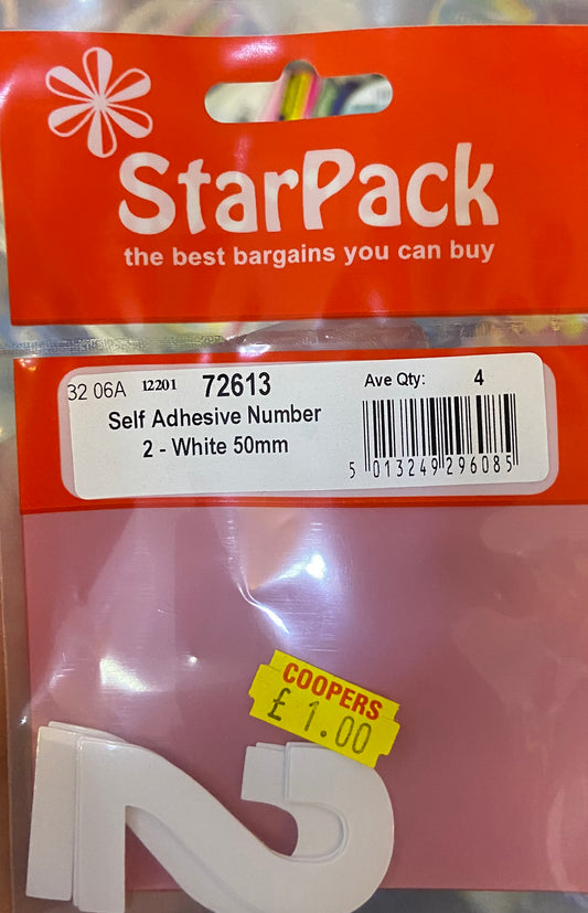 STARPACK AUTOCOLLANT NUMÉRO 2 BLANC 50mm