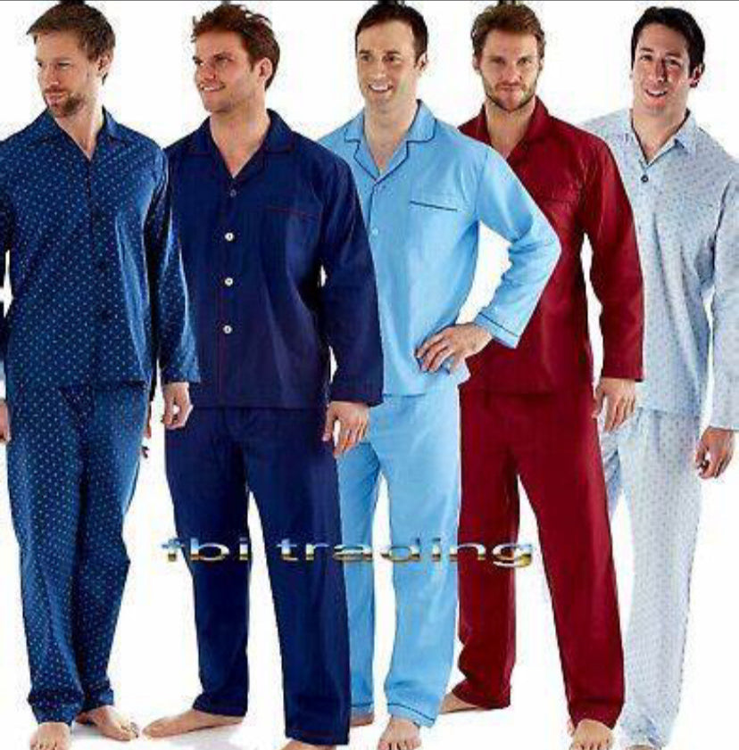 Mens Walter Grange Medium Traditional Button Through Pyjamas W/Contrast Piping