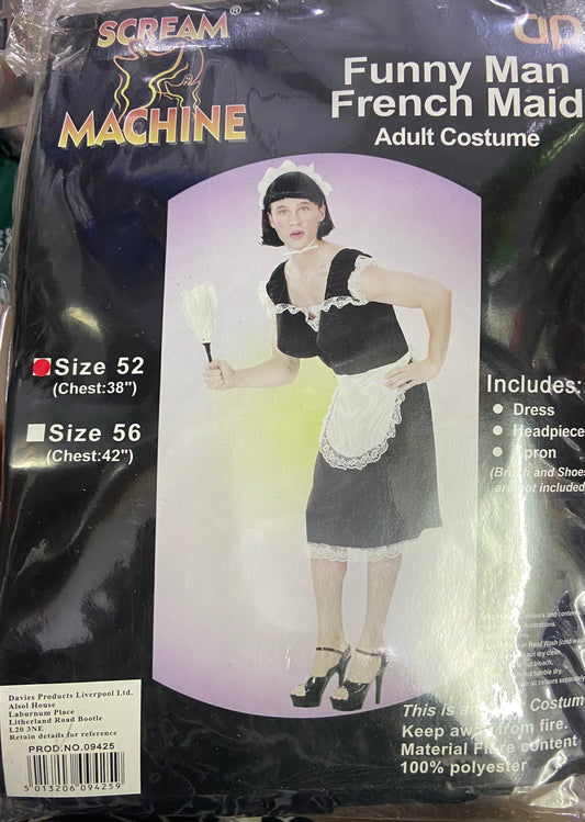 SCREAM MACHINE FUNNY MAN FRENCH MAID ADULT COSTUME