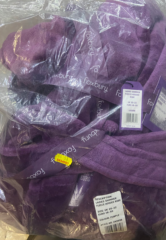 FOXBURY PEIGNOIR À CAPUCHE EN POLAIRE SCINTILLANTE POUR FEMMES VIOLET