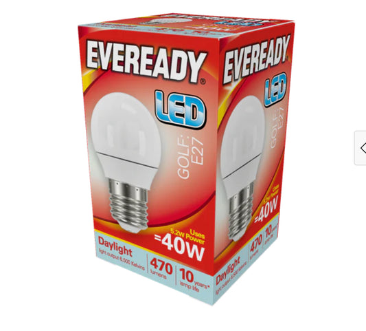 AMPOULE LED EVEREADY GOLF E27 4.9W=40W LUMIÈRE DU JOUR 470LM