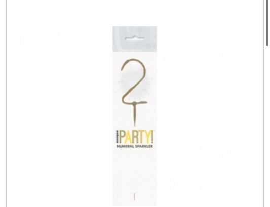 7in GLITZ NO 2 GOLD NUMERAL SPARKLER