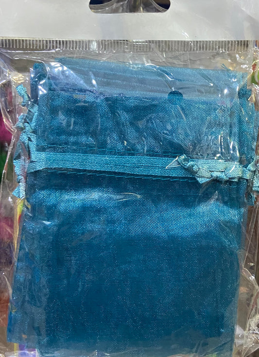 TEAL ORGANZA BAGS PACK OF 10 3x4”