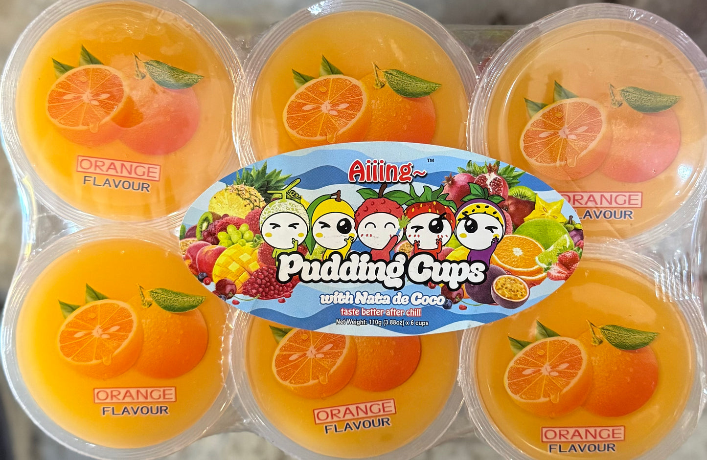 AIING ORANGE FLAVOUR PUDDING CUPS WITH NATA DE COCO
