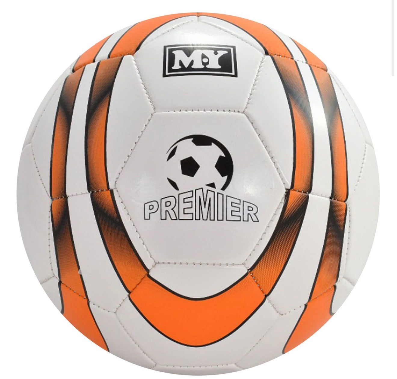 M.Y Size 5 Official Size 32 Panel Stitched Premier Football, White & Blue