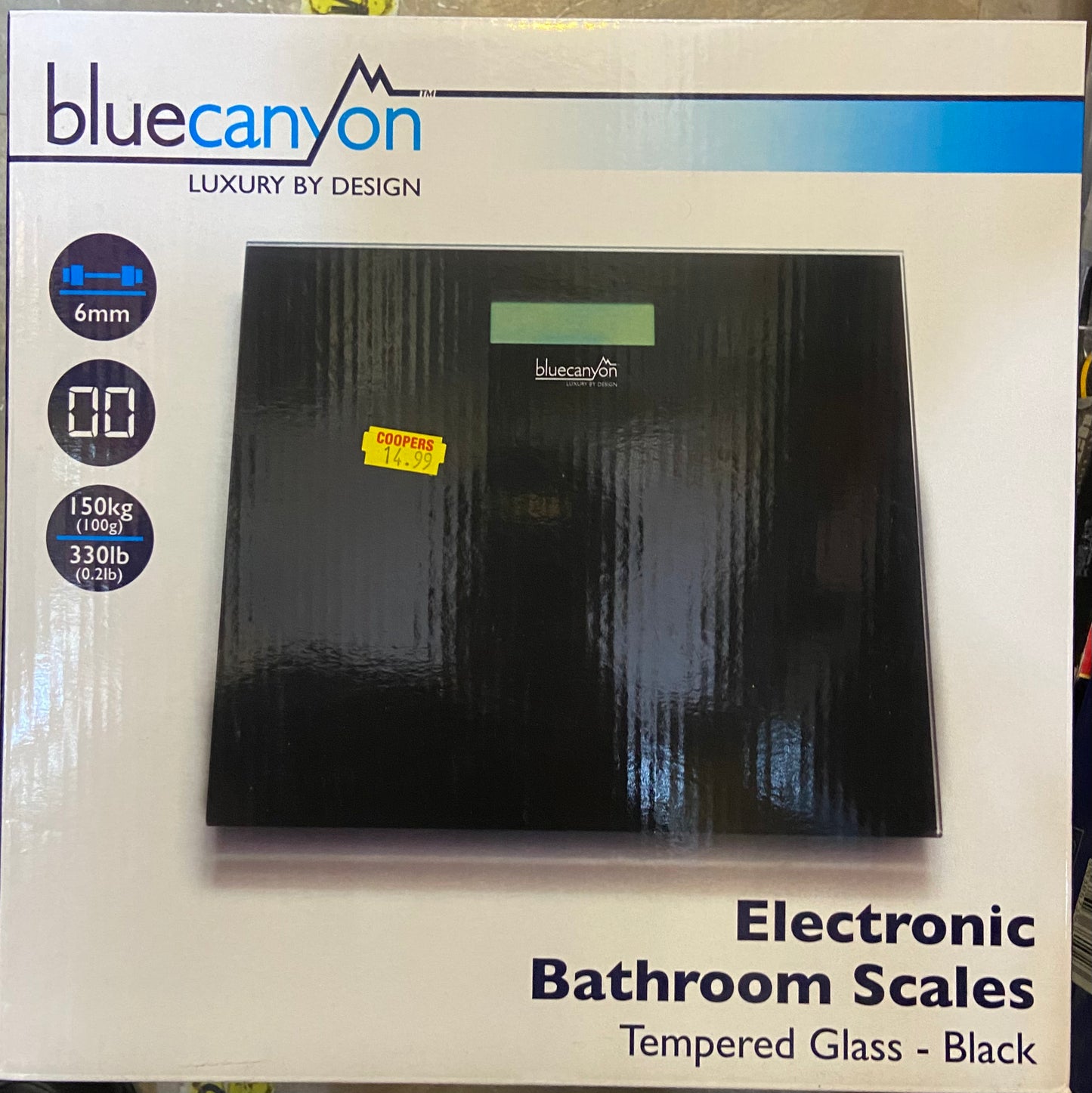 BLUECANYON ELECTRONIC BATHROOM SCALES TEMPERED GLASS BLACK