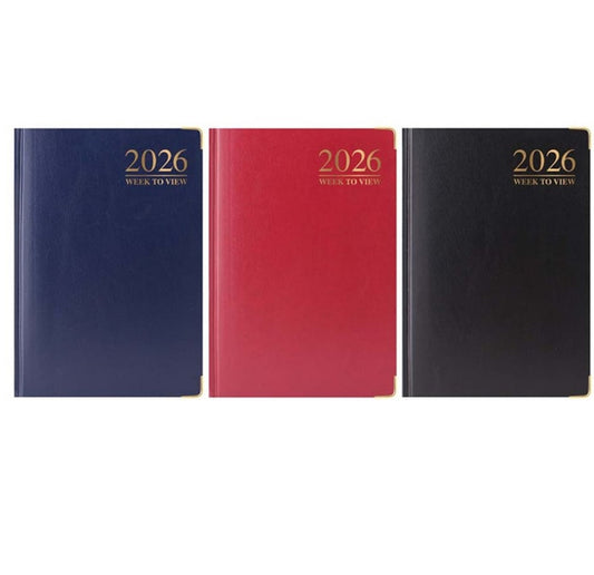 Tallon A5 2026 Week To View Padded Gilt Edge Diary Assorted