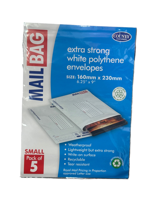 COUNTY SMALL MAIL BAG PACK OF 5 160mm x 230mm
