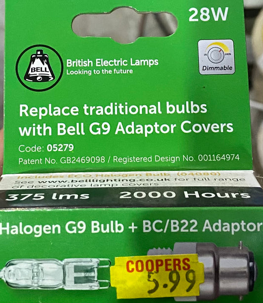 AMPOULE HALOGÈNE G9 + ADAPTATEUR BC/B22 28w