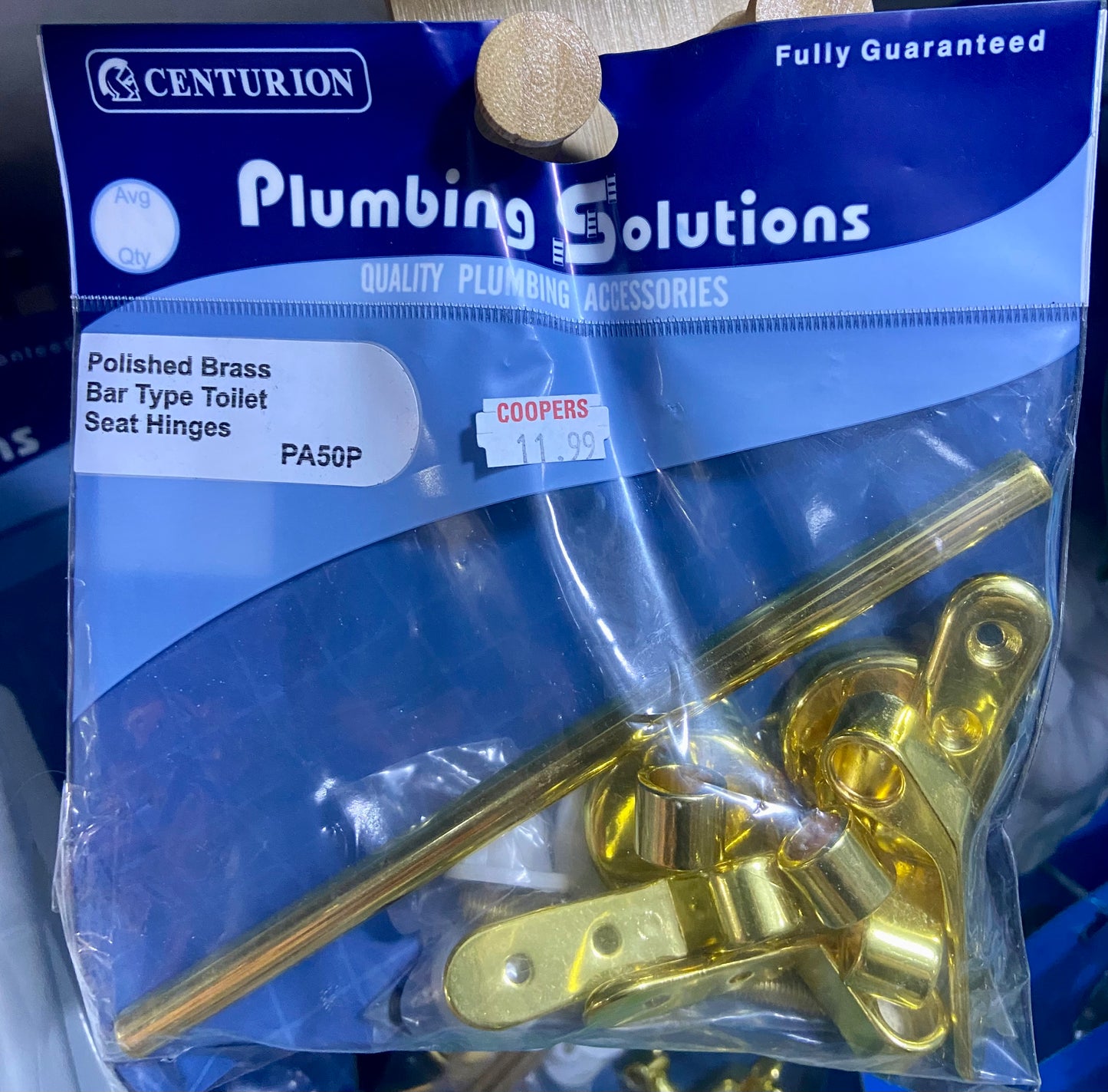 CENTURION PLUMBING SOLUTIONS POLISHED BRASS BAR TYPE TOILET SEAT HINGES