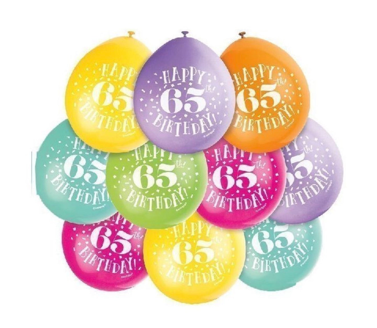 Lot de 10 ballons de baudruche en latex de 9 pouces, motif joyeux 65e anniversaire