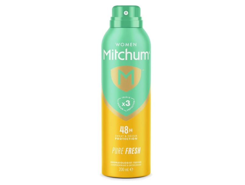 Déodorant anti-transpirant en aérosol Mitchum Femme Triple Protection Anti-Odeurs 48H, Pure Fraîcheur, 200 ml