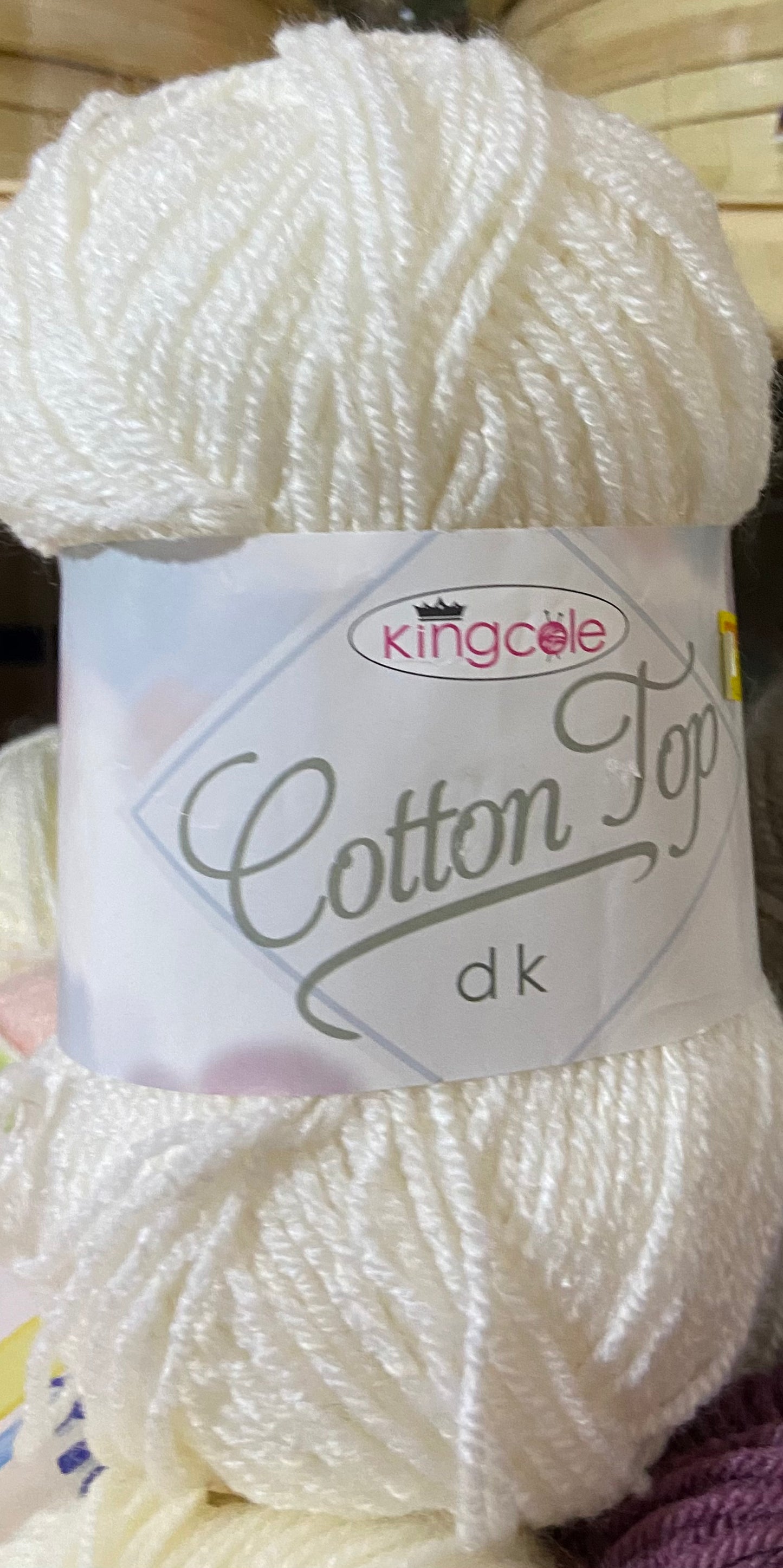 KING COLE COTTON TOP DK WOOL WHITE 100g