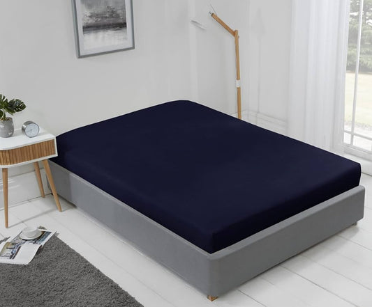 LYLA FITTED SHEET DOUBLE NAVY 137x191cm