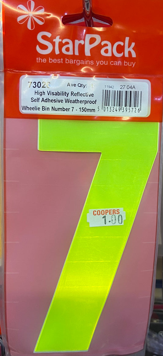 STARPACK SELF ADHESIVE NUMBER 7 WHEELIE BIN 150mm