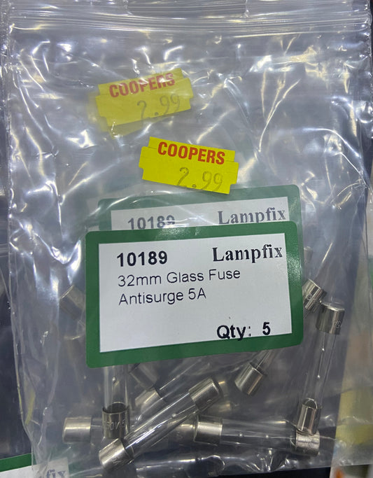 LAMPFIX 32mm GLASS FUSE ANTISURGE 5A