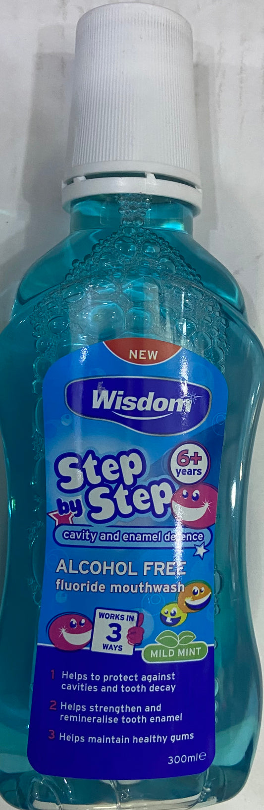 Wisdom Step By Step Cavity and Enamel Defence Fluoride Mouthwash 300ml