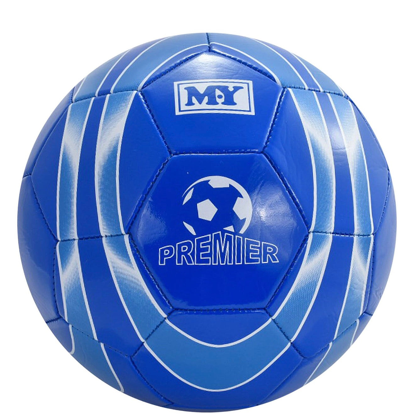 M.Y Size 5 Official Size 32 Panel Stitched Premier Football, White & Blue
