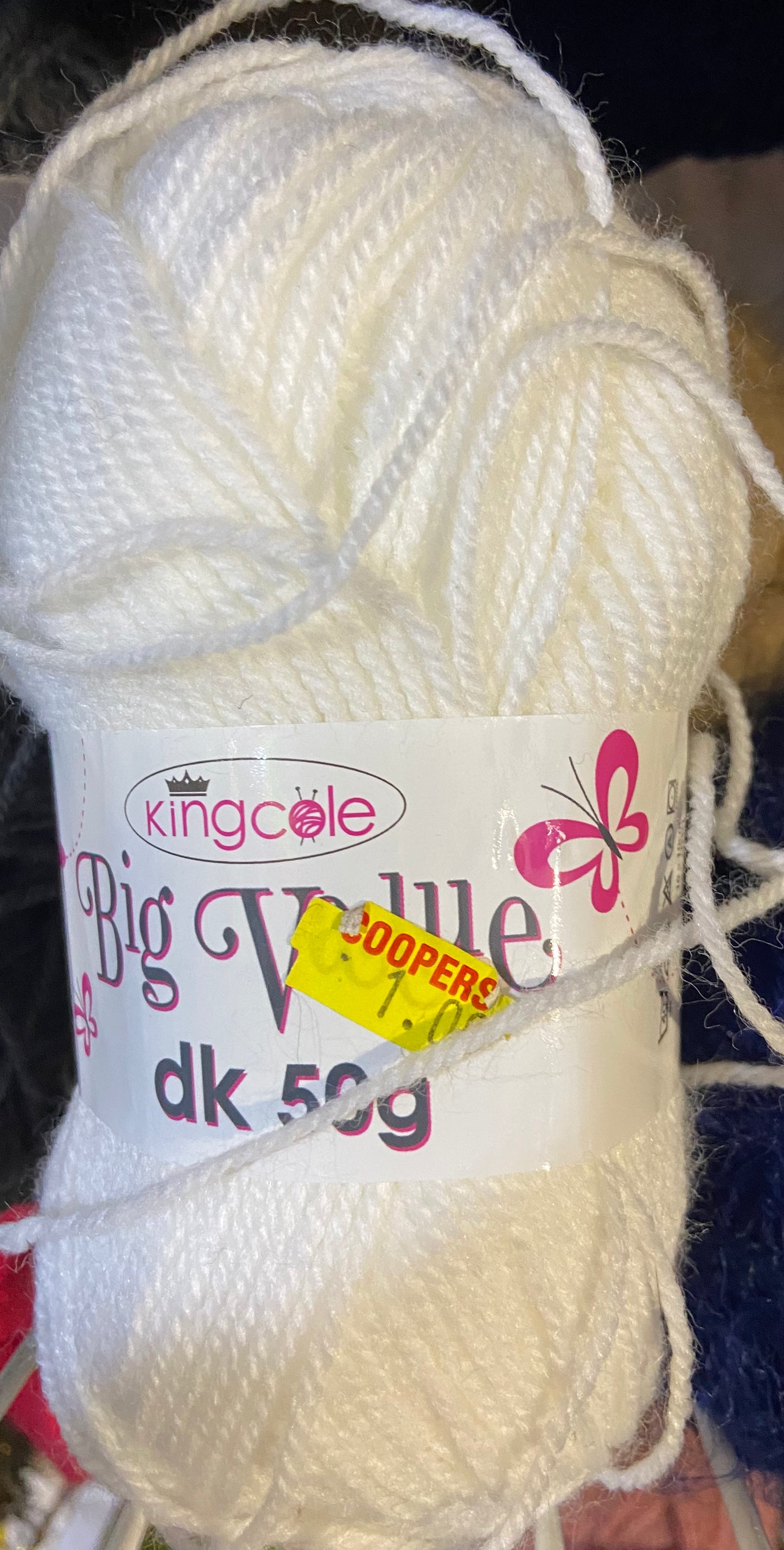 KING COLE DK 50g  WHITE WOOL