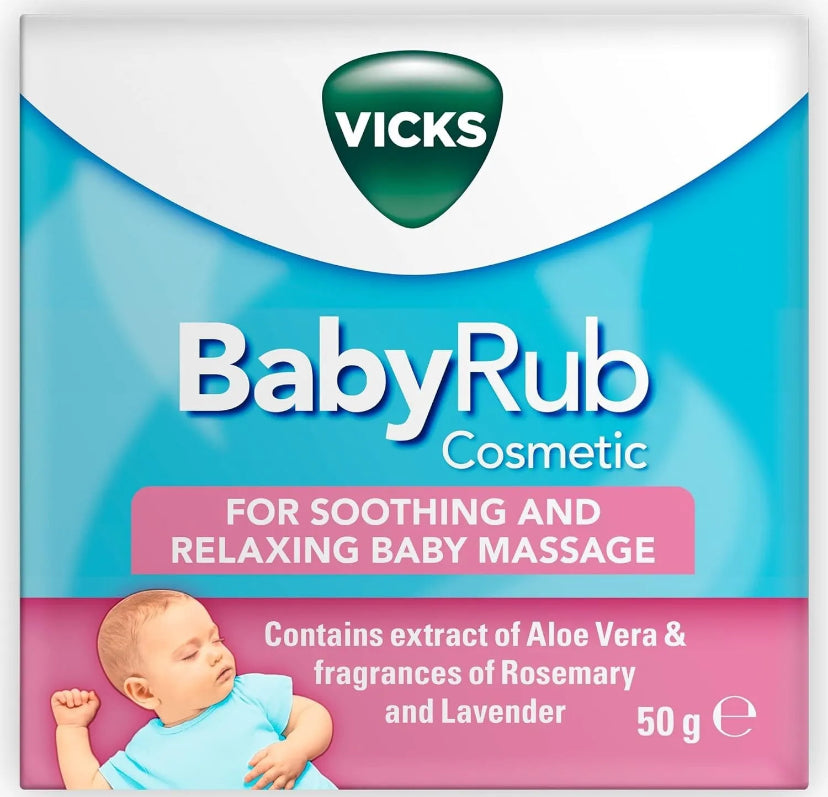 Vicks BabyRub Pommade 50g Pour un massage bébé apaisant et relaxant