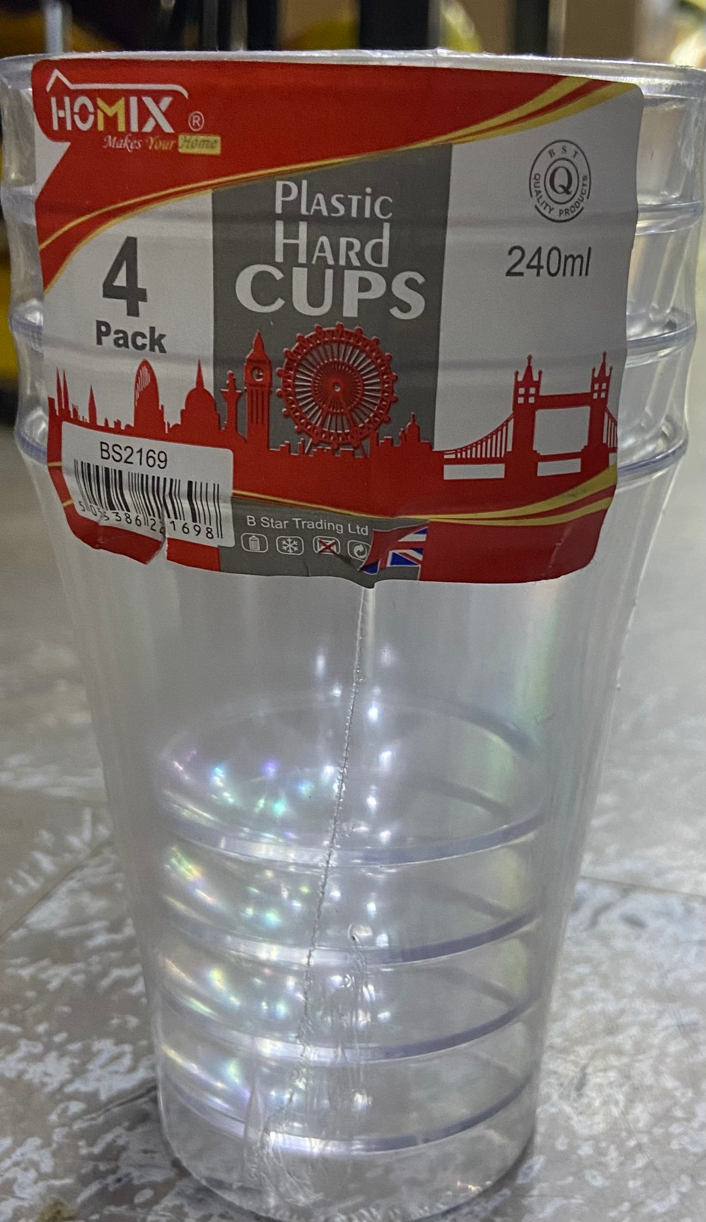 PLASTIC HARD CUPS 240ml 4pack