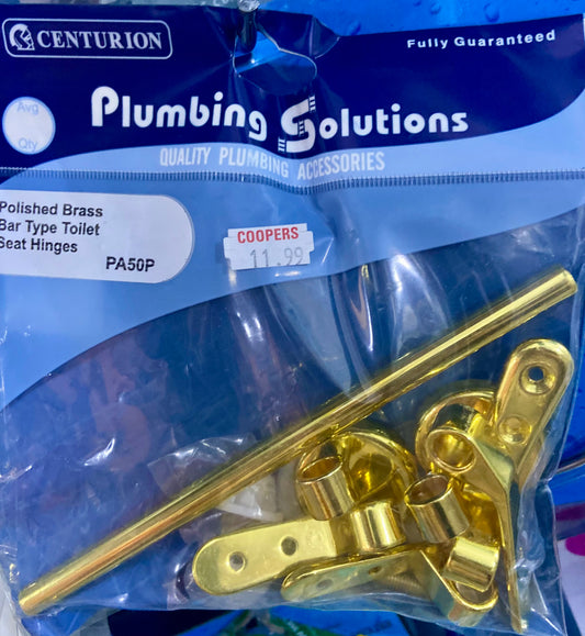 Charnières de siège de toilette en laiton poli de type barre CENTURION PLUMBING SOLUTIONS
