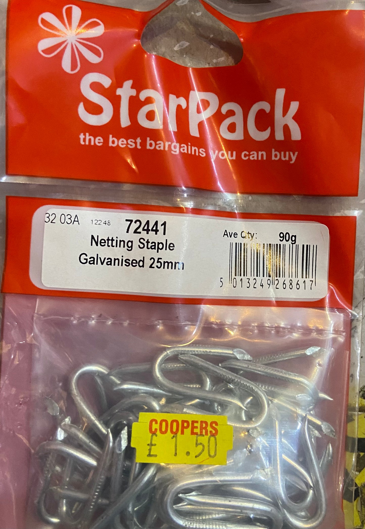 STARPACK 25mm NETTING STAPLE GALVANISED
