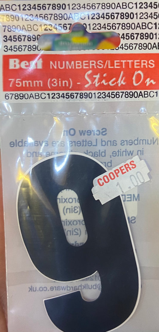 CHIFFRE PELABLE 9 NOIR 75mm
